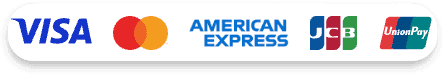 Visa, Mastercard, American Express, JCB and UnionPay